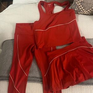 Old Navy Red Activewear Set with White Accents